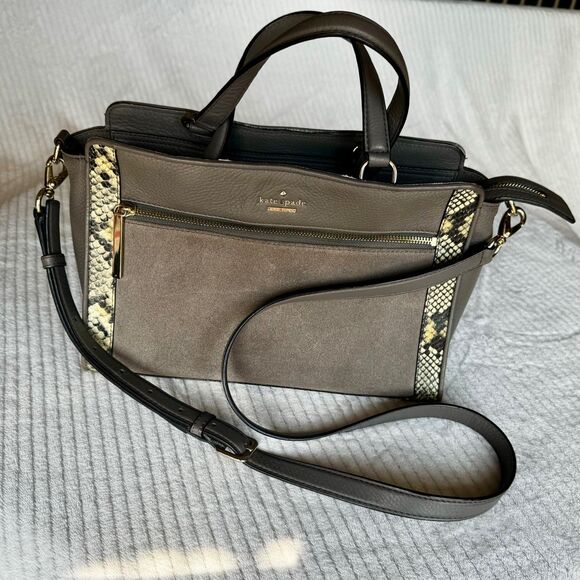 KATE SPADE New York Chatham Lane Harlan Satchel Bag Stone Grey - Picture 3 of 16